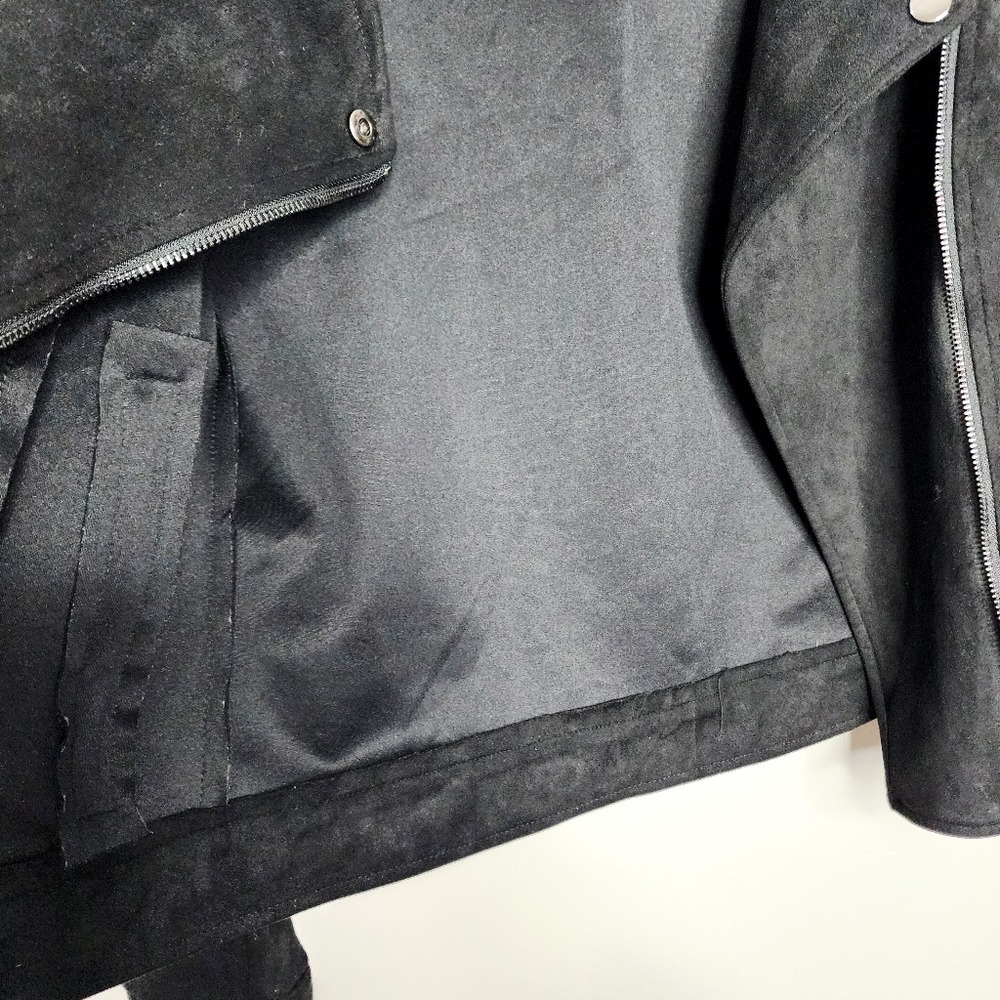 Alya Faux Suede Moto Jacket Small Polyester Black - Picture 5 of 9